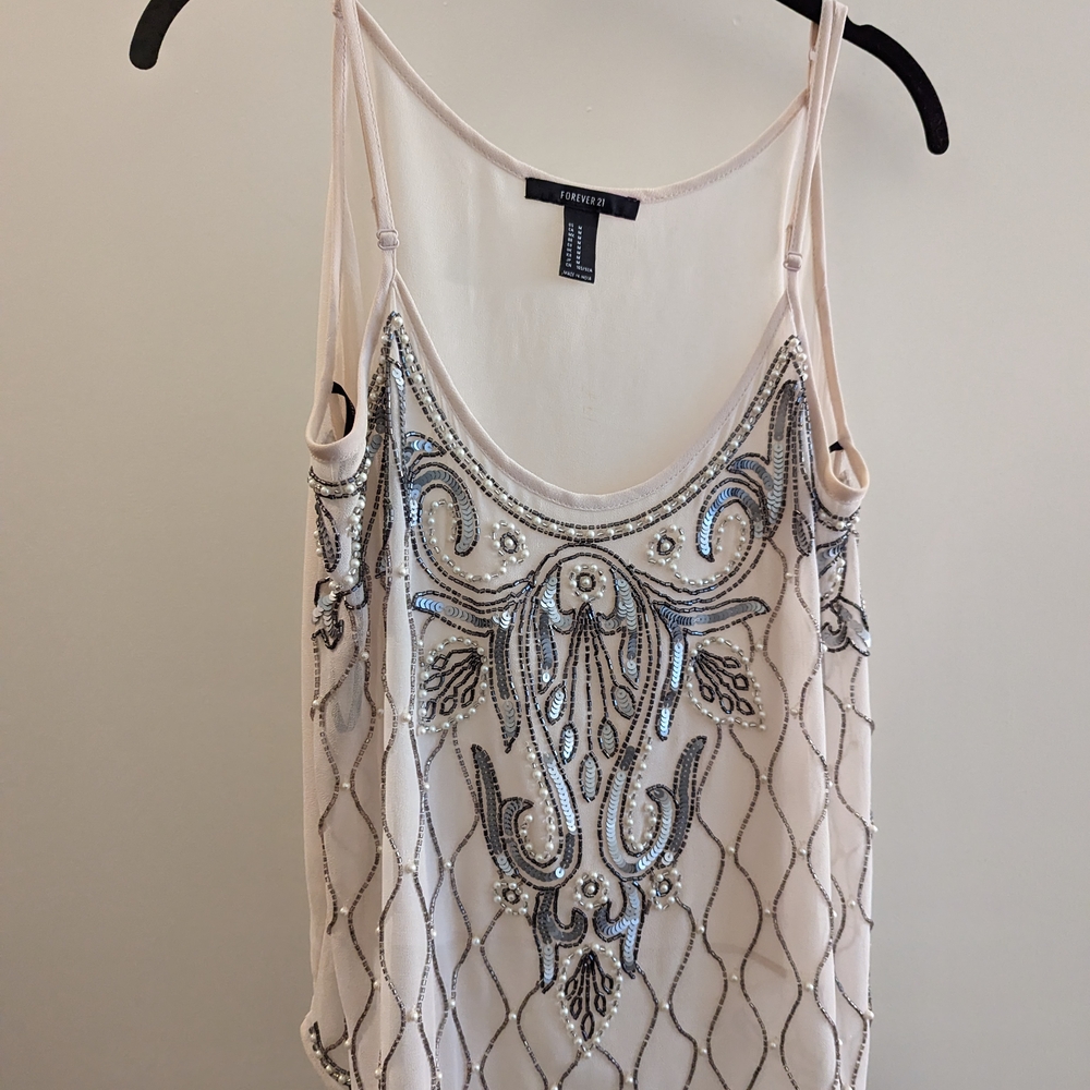 Forever 21 Cream Embellished Camisole